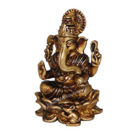 Arkam Brass Ganesh Murti / Ganesha Idol / Pital Ganpati Statue - Antique Brass For Home / Temple / Office (Height: 4 cm, Weight: 34 gms) - Retail Maharaj
