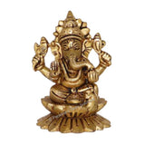 Arkam Brass Ganesh Murti / Ganesha Idol / Pital Ganpati Statue - Antique Brass For Home / Temple / Office (Height: 7.7 cm, Weight: 330 gms) - Retail Maharaj