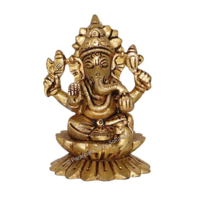 Arkam Brass Ganesh Murti / Ganesha Idol / Pital Ganpati Statue - Antique Brass For Home / Temple / Office (Height: 7.7 cm, Weight: 330 gms) - Retail Maharaj