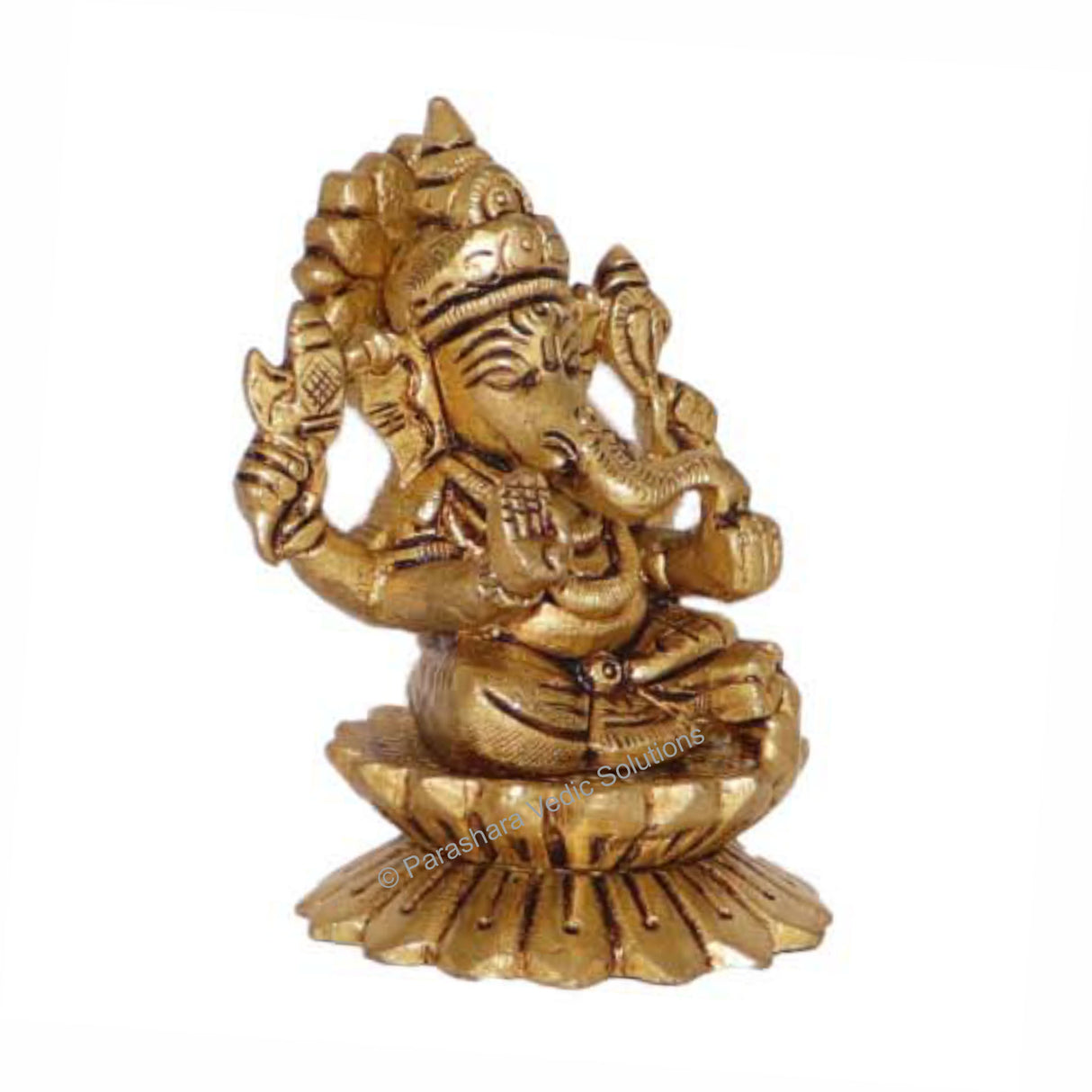 Arkam Brass Ganesh Murti / Ganesha Idol / Pital Ganpati Statue - Antique Brass For Home / Temple / Office (Height: 7.7 cm, Weight: 330 gms) - Retail Maharaj