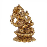 Arkam Brass Ganesh Murti / Ganesha Idol / Pital Ganpati Statue - Antique Brass For Home / Temple / Office (Height: 7.7 cm, Weight: 330 gms) - Retail Maharaj
