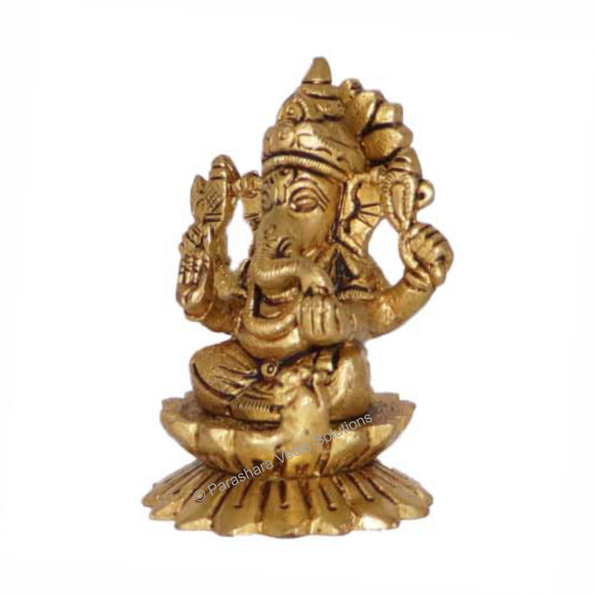 Arkam Brass Ganesh Murti / Ganesha Idol / Pital Ganpati Statue - Antique Brass For Home / Temple / Office (Height: 7.7 cm, Weight: 330 gms) - Retail Maharaj
