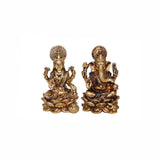 Arkam Brass Lakshmi Ganesh Murti / Laxmi Ganesh Idol / Pital Lakshmi Ganpati Statue (Set of 2) - Antique Brass For Home / Temple / Office (Height: 2.9 cm, Weight: 28 gms) - Retail Maharaj