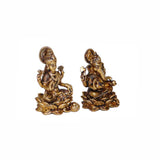 Arkam Brass Lakshmi Ganesh Murti / Laxmi Ganesh Idol / Pital Lakshmi Ganpati Statue (Set of 2) - Antique Brass For Home / Temple / Office (Height: 2.9 cm, Weight: 28 gms) - Retail Maharaj