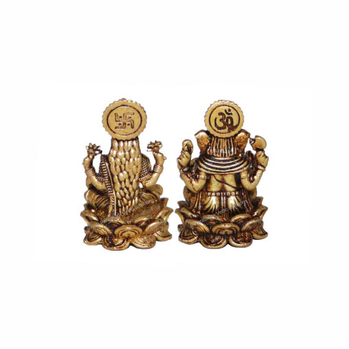 Arkam Brass Lakshmi Ganesh Murti / Laxmi Ganesh Idol / Pital Lakshmi Ganpati Statue (Set of 2) - Antique Brass For Home / Temple / Office (Height: 4 cm, Weight: 68 gms) - Retail Maharaj