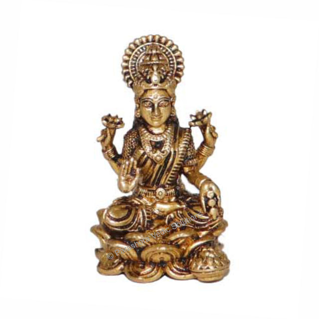 Arkam Brass Lakshmi Murti / Laxmi Idol / Pital Lakshmi Devi Statue - Antique Brass For Home / Temple / Office (Height: 4 cm, Weight: 34 gms) - Retail Maharaj