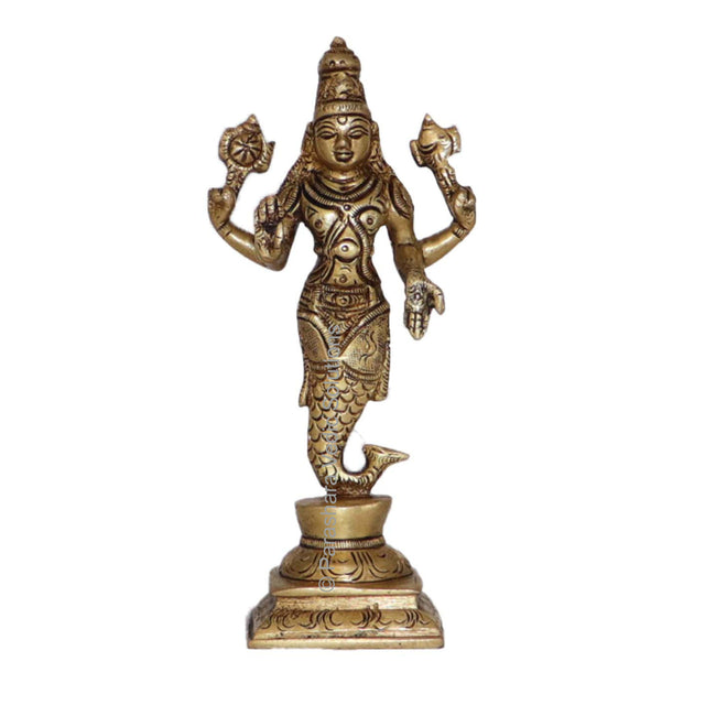 Arkam Brass Matsya Murti / Matasya Idol / Pital Vishnu Matsya Avatar Statue - Antique Brass For Home / Temple / Office (Height: 15.2 cm, Weight: 390 gms) - Retail Maharaj