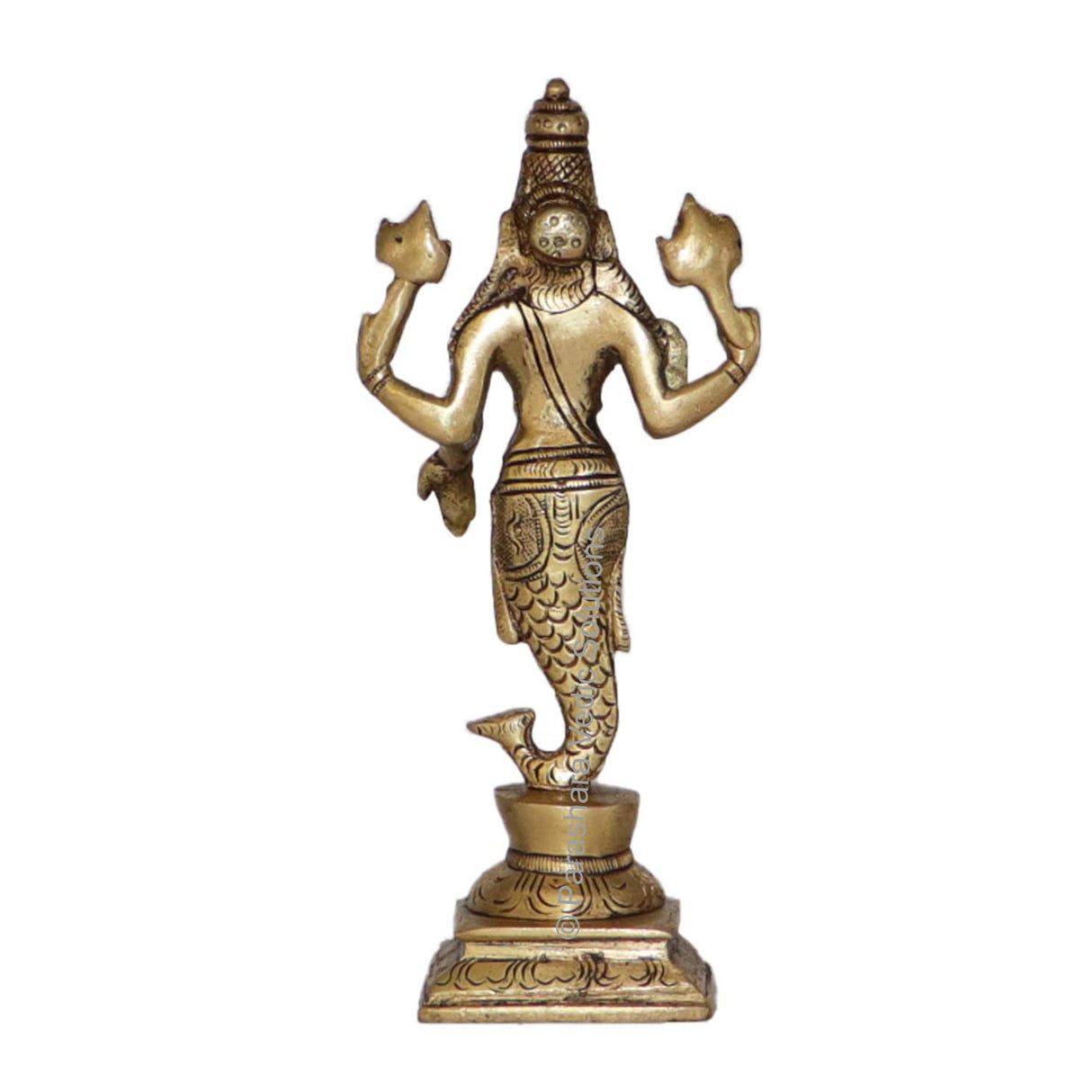 Arkam Brass Matsya Murti / Matasya Idol / Pital Vishnu Matsya Avatar Statue - Antique Brass For Home / Temple / Office (Height: 15.2 cm, Weight: 390 gms) - Retail Maharaj