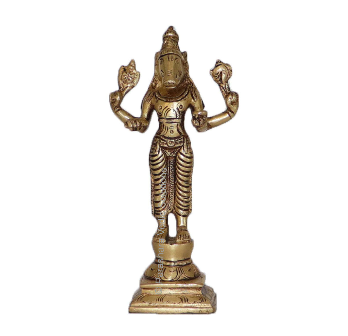 Arkam Brass Varah Murti / Varaha Idol / Pital Vishnu Varah Avatar Statue - Antique Brass For Home / Temple / Office (Height: 14.8 cm, Weight: 420 gms) - Retail Maharaj