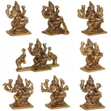 Arkam Brass Ashthalakshmi Murti / Asht Laxmi Idol / Pital Asht Lakshmi Statue (Set of 8) - Antique Brass For Home / Temple / Office (Height: 6.5 cm, Weight: 1700 gms) - Retail Maharaj