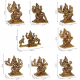 Arkam Brass Ashthalakshmi Murti / Asht Laxmi Idol / Pital Asht Lakshmi Statue (Set of 8) - Antique Brass For Home / Temple / Office (Height: 6.5 cm, Weight: 1700 gms) - Retail Maharaj