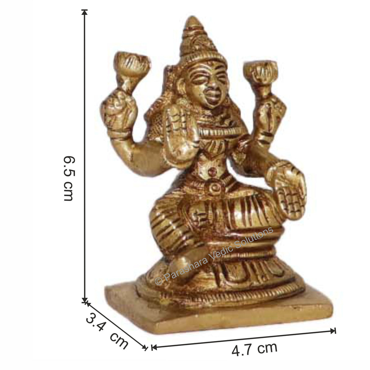 Arkam Brass Adi Lakshmi Murti / Adi Laxmi Idol / Pital Ashthalakshmi Statue - Antique Brass For Home / Temple / Office (Height: 6.5 cm, Weight: 190 gms) - Retail Maharaj