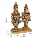 Arkam Brass Vitthal Rukmini Murti / Vitthal Rukmani Idol / Pital Panduranga Rukmini Statue - Antique Brass For Home / Temple / Office (Height: 8 cm, Weight: 280 gms) - Retail Maharaj