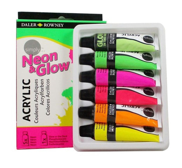 Daler Rowney Simply Acrylic Neon and Glow 6 x 12 ml Set - Retail Maharaj