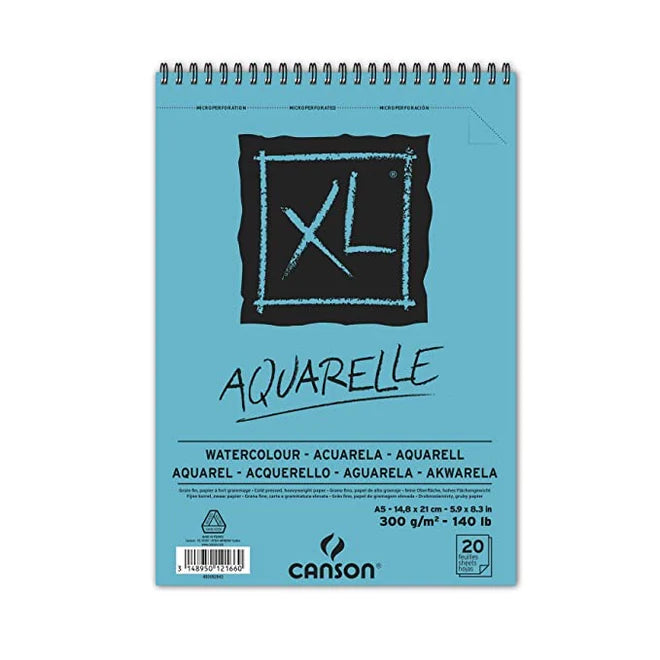 Canson XL Aquarelle Watercolour Paper Pad A5 300 GSM 20 Sheets Cold Press - Retail Maharaj