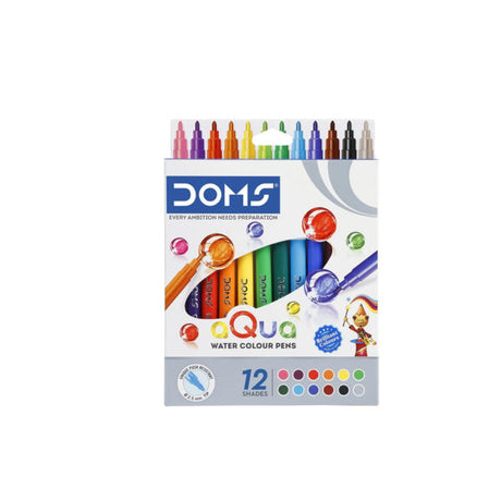 DOMS Aqua Water Colour Pen Sketch Pens – 12 Shades - Retail Maharaj