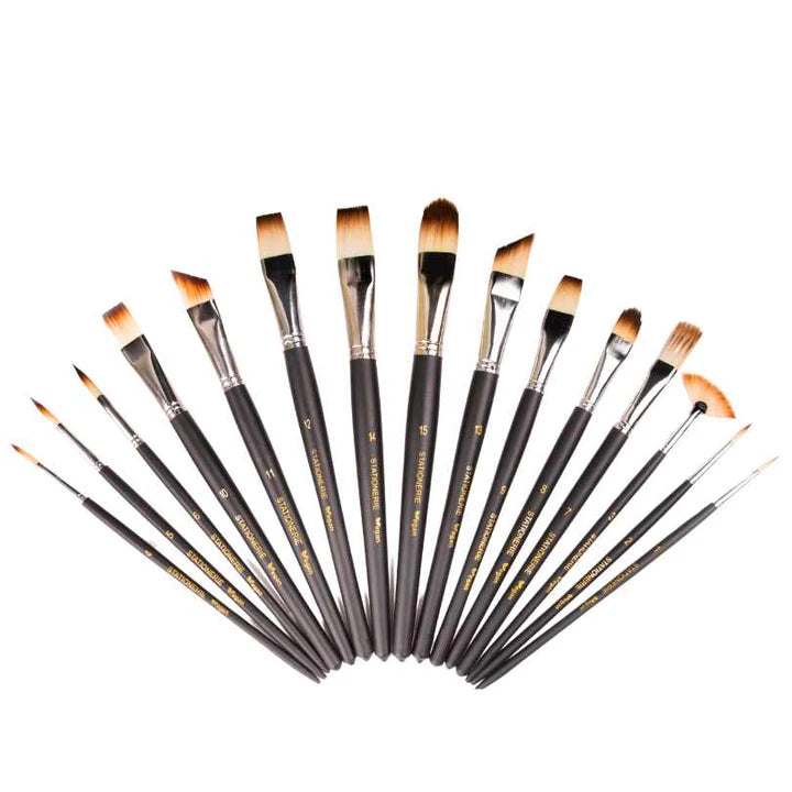 Stationerie Mix Paint Brush Set of 15 Velour Mix Media - Retail Maharaj