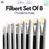 Retail Maharaj Filbert Chungking Hog Brush Set Of 8, Long Handle 11'' - Retail Maharaj