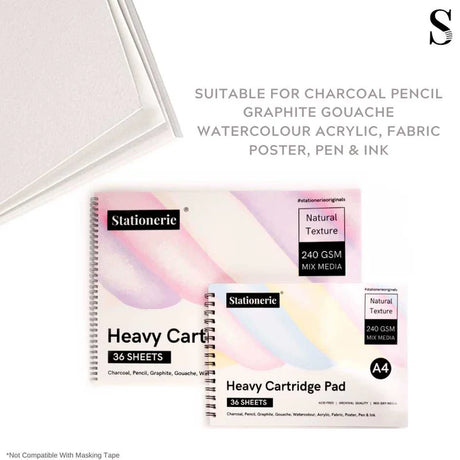 Stationerie Artists Heavy Cartridge A4 Pad 240 GSM 36 Sheets - Retail Maharaj