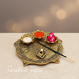 Metal Pooja Thali with Diya for Home Temple Mandir Decorative Showpiece - Retail Maharaj