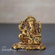 Metal Ganesh Ji Idol with Reading Book Gold Plated for Home and Office Decoration - Retail Maharaj