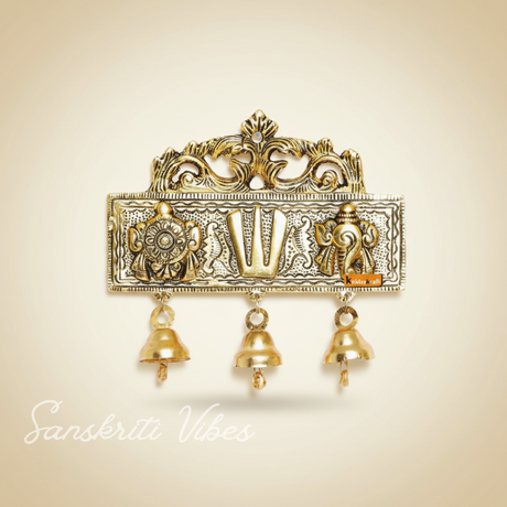 Tirupati Door Hanging Shankh Chakra Namah Latkan Gold Plated Antique Decorative Showpiece for Home - Retail Maharaj