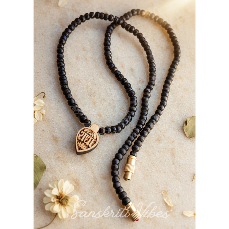 Tulsi Radha Naam Kanthi Black Mala | Handcrafted Spiritual Necklace for Devotion, Peace and Protection - Retail Maharaj