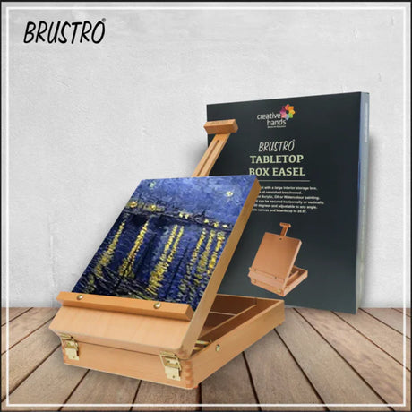 Brustro Wooden Table Box Easel with Storage for Painting and Art Supplies - Retail Maharaj