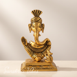Metal Lord Pagdi Ganesha Reading Ramayana Idol Gold Plated Sitting Statue for Home and Office Decoration - Retail Maharaj