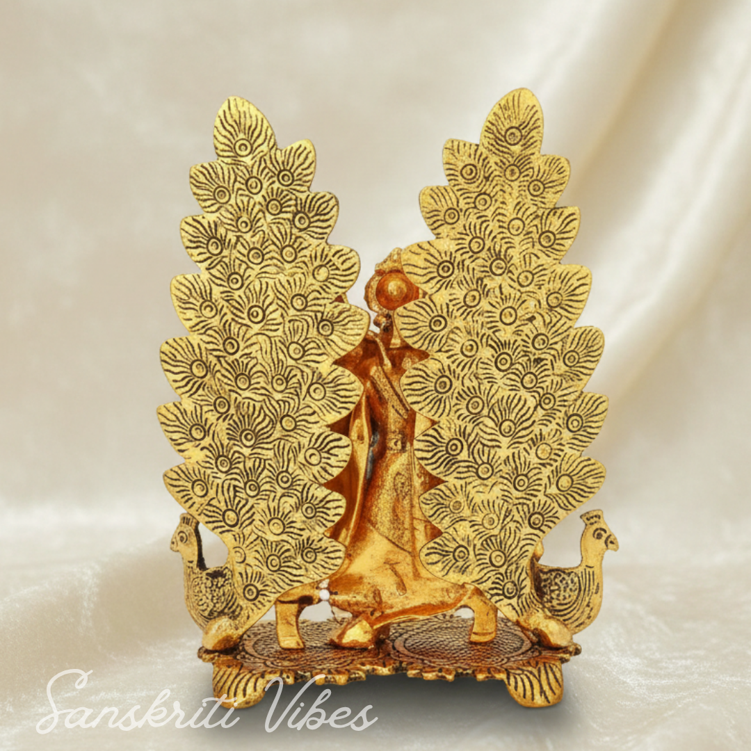 Handcrafted Radha Krishna Peacock Diya Metal Statue Decorative Pooja and Home Decor Showpiece by Sanskriti Vibes - Retail Maharaj