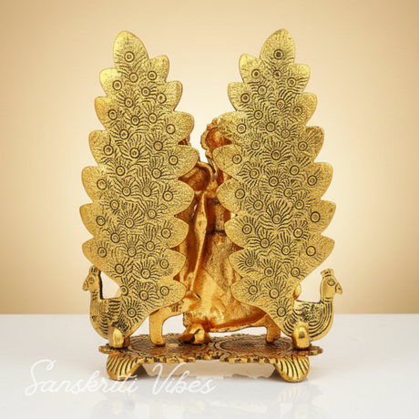 Handcrafted Radha Krishna Peacock Diya Metal Statue Decorative Pooja and Home Decor Showpiece by Sanskriti Vibes - Retail Maharaj