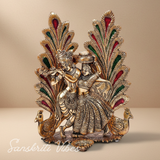 Handcrafted Radha Krishna Peacock Diya Metal Statue Decorative Pooja and Home Decor Showpiece by Sanskriti Vibes - Retail Maharaj