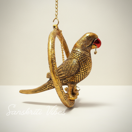 Metal Parrot Statue for Door Hanging Ethnic Bird Decorative Showpiece - Retail Maharaj