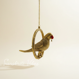 Metal Parrot Statue for Door Hanging Ethnic Bird Decorative Showpiece - Retail Maharaj