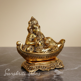 Handicraft Gold Plated Antique Finish Nav Ganesha Ji Decorative Showpiece for Home and Pooja Room - Retail Maharaj
