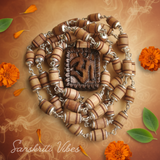 Om Carved Tulsi Locket with Tulsi Silver Capping Mala – Sacred Tulsi Beads with Om Symbol - Retail Maharaj