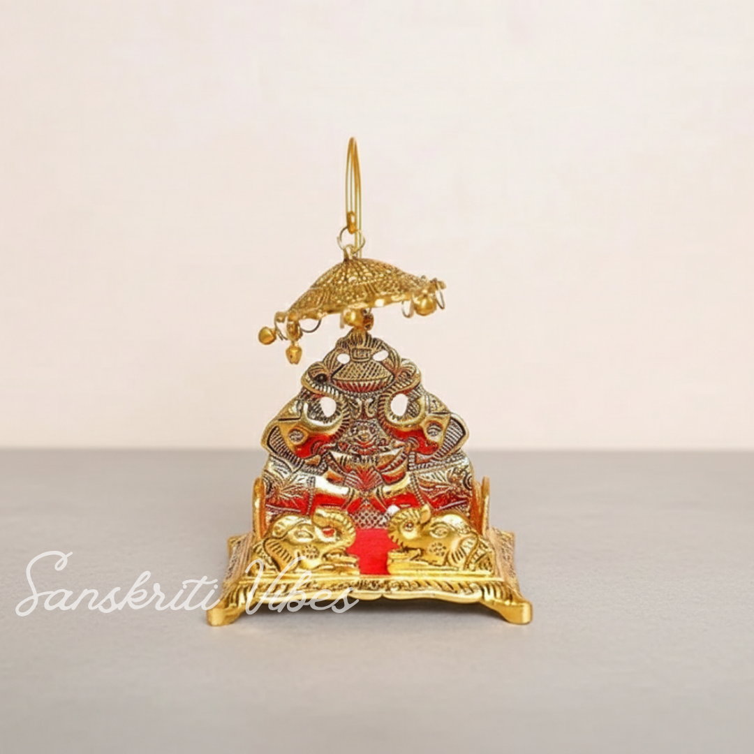 Metal Laddu Gopal Singhasan – Decorative Krishna Idol Pooja Accessories for Home & Temple Decor - Retail Maharaj
