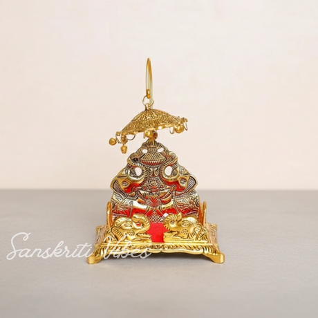 Metal Laddu Gopal Singhasan – Decorative Krishna Idol Pooja Accessories for Home & Temple Decor - Retail Maharaj