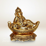 Handicraft Gold Plated Antique Finish Nav Ganesha Ji Decorative Showpiece for Home and Pooja Room - Retail Maharaj