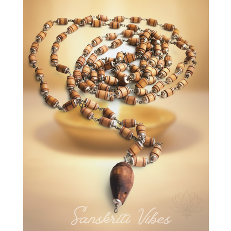 Conch/Shank Design Handmade Tulsi Kanthi Mala – Sacred Tulsi Beads with Conch Symbol - Retail Maharaj