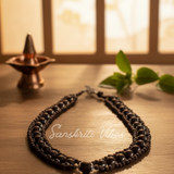 Traditional Chain / Band Pattern Designer Pure Shyama Tulsi Beads Kanthi Mala with Silver Caps – 92.5% Silver - Retail Maharaj