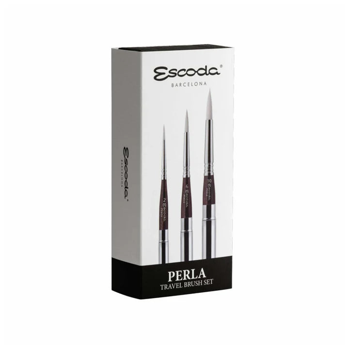 Escoda Perla White Toray Synthetic Travel Brush Set Series 1438 - Retail Maharaj