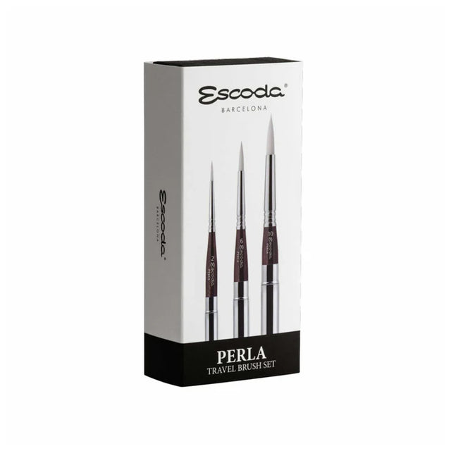 Escoda Perla White Toray Synthetic Travel Brush Set Series 1438 - Retail Maharaj