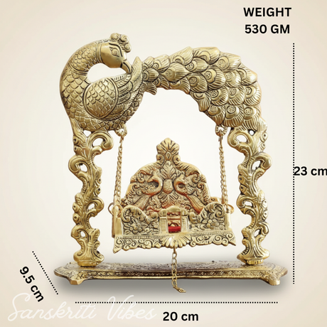 Handcrafted Metal Laddu Gopal Jhulla Gold Plated Palna for Janmashtami Festival Temple Home Decor and Gifting by Sanskriti Vibes - Retail Maharaj