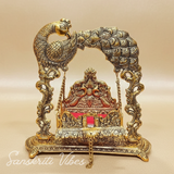 Handcrafted Metal Laddu Gopal Jhulla Gold Plated Palna for Janmashtami Festival Temple Home Decor and Gifting by Sanskriti Vibes - Retail Maharaj
