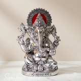 White Metal Silver Plated Ganesh Showpiece Idol for Home Decor and Gift Purpose Decorative Showpiece 25 cm - Retail Maharaj