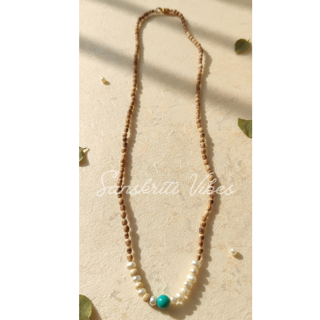 Tiny Beads with Real Pearl Tulsi Kanthi Mala – Sacred Spiritual Necklace for Meditation & Prayer - Retail Maharaj