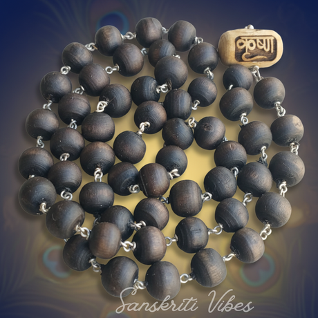 54+1 Krishna Shyama Beads Silver Mala – For Chanting and Spiritual Wear - Retail Maharaj
