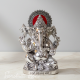 White Metal Silver Plated Ganesh Showpiece Idol for Home Decor and Gift Purpose Decorative Showpiece 25 cm - Retail Maharaj
