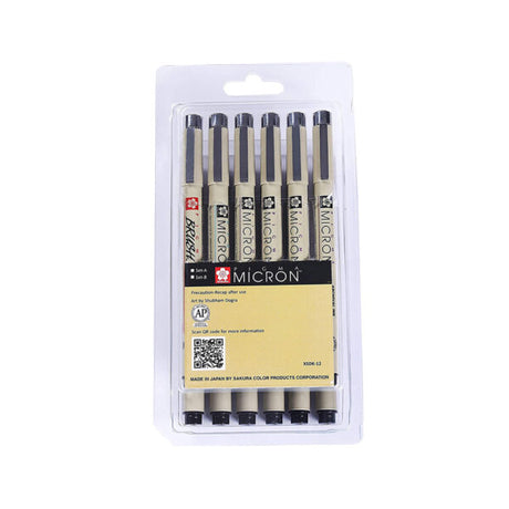 Sakura Pigma Micron Set of 12 Fineliners Assorted Nibs Black - Retail Maharaj